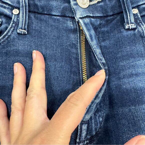 Mother High Waisted Ankle Fray Jeans Womens 24 Raw Hem Skinny Blue Denim Fall - Picture 6 of 15